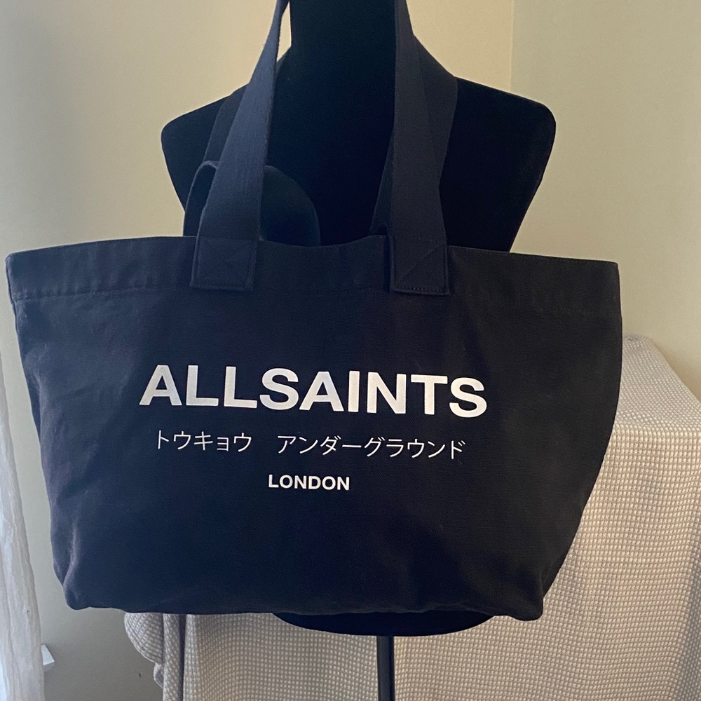 All Saints Logo Black Canvas Tote - Picture 9 of 10